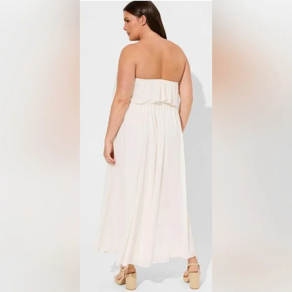 MAXI STRAPLESS RUFFLE DRESS - Picture 3 of 4